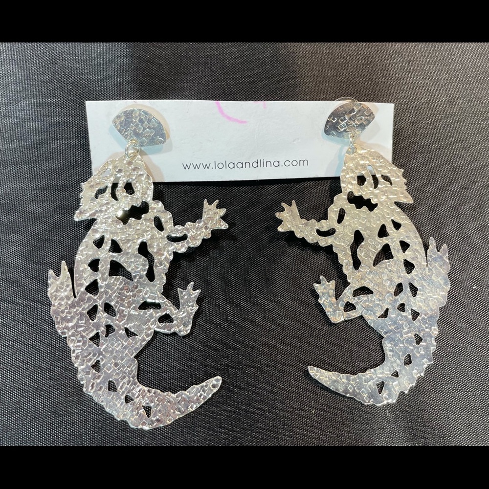 Lola+Lina salamander silver earrings, boho style